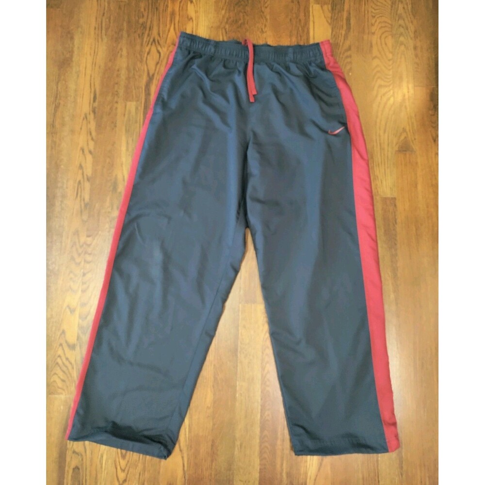 Nike Dri Fit Joggers Men's XL Inseam 31" Navy Blue Maroon Logo Stripes Relaxed